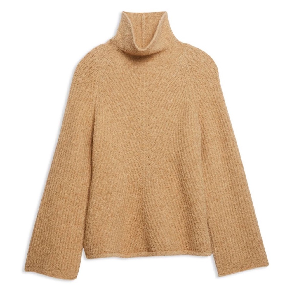 Theory Moving Rib Turtleneck Sweater, Light Natural - Picture 8 of 14